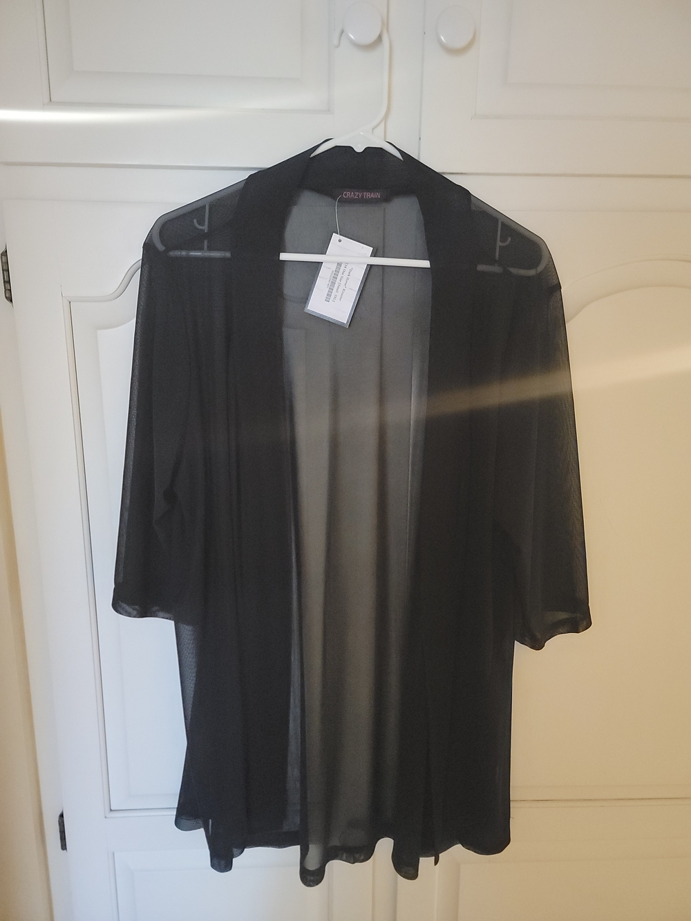 Crazy Train Black Sheer Open-Front Cardigan